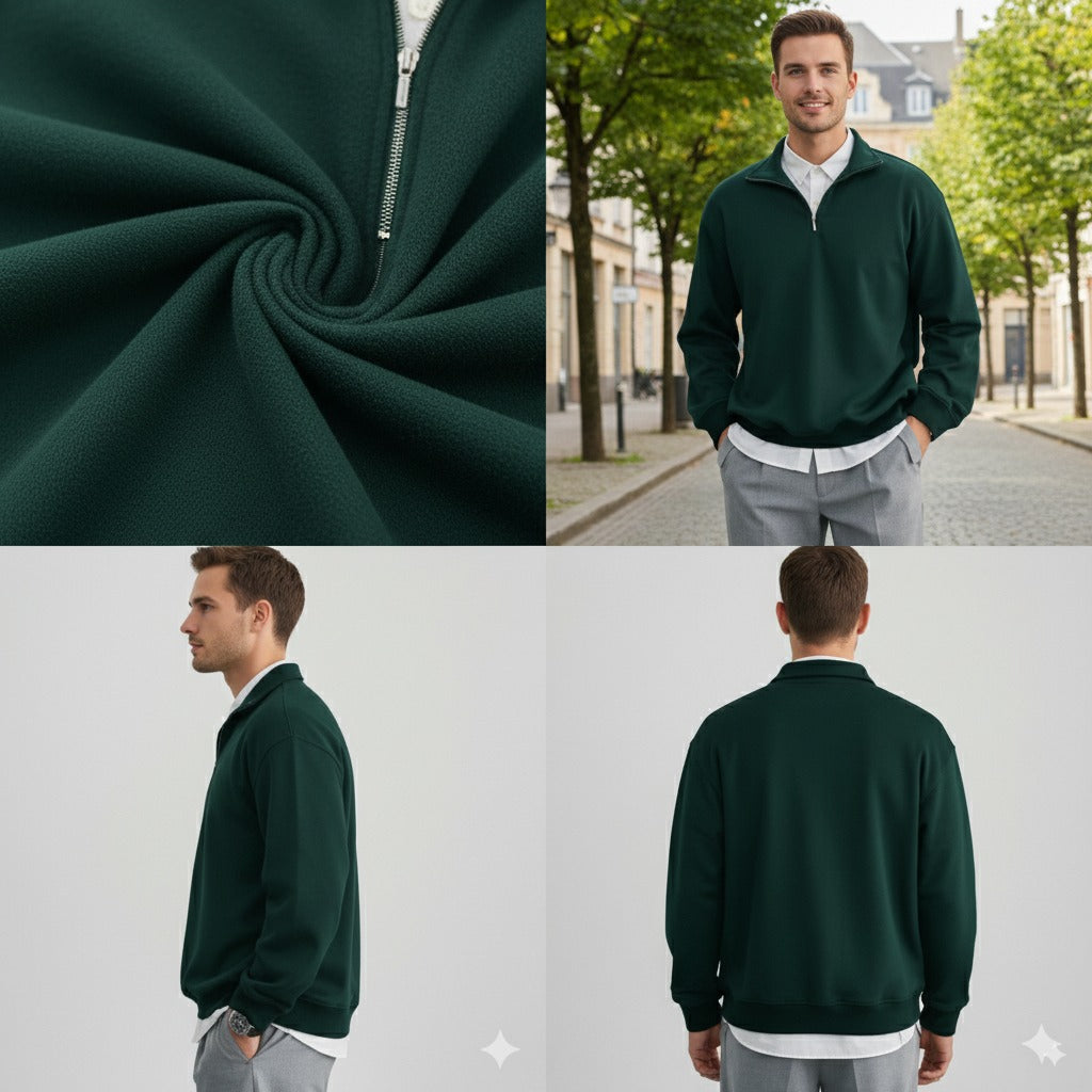 Half-zipped fleece sweater